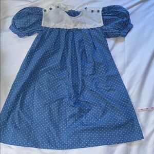 Vintage Sarah Kent Blue Polka Dot Dress. Size 6X